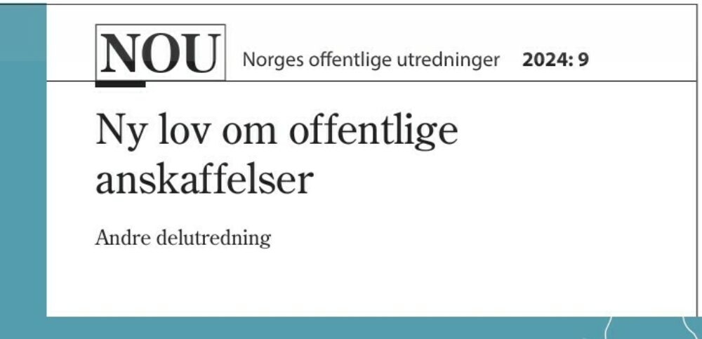 Utsnitt av forsiden til NOU 2024: 9 Ny lov om offentlige anskaffelser — Andre delutredning