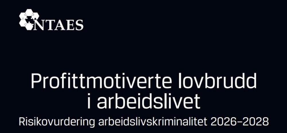 Utsnitt av NTAES-rapporten "Profittmotiverte lovbrudd i arbeidslivet | Risikovurdering arbeidslivskriminalitet 2026–2028"