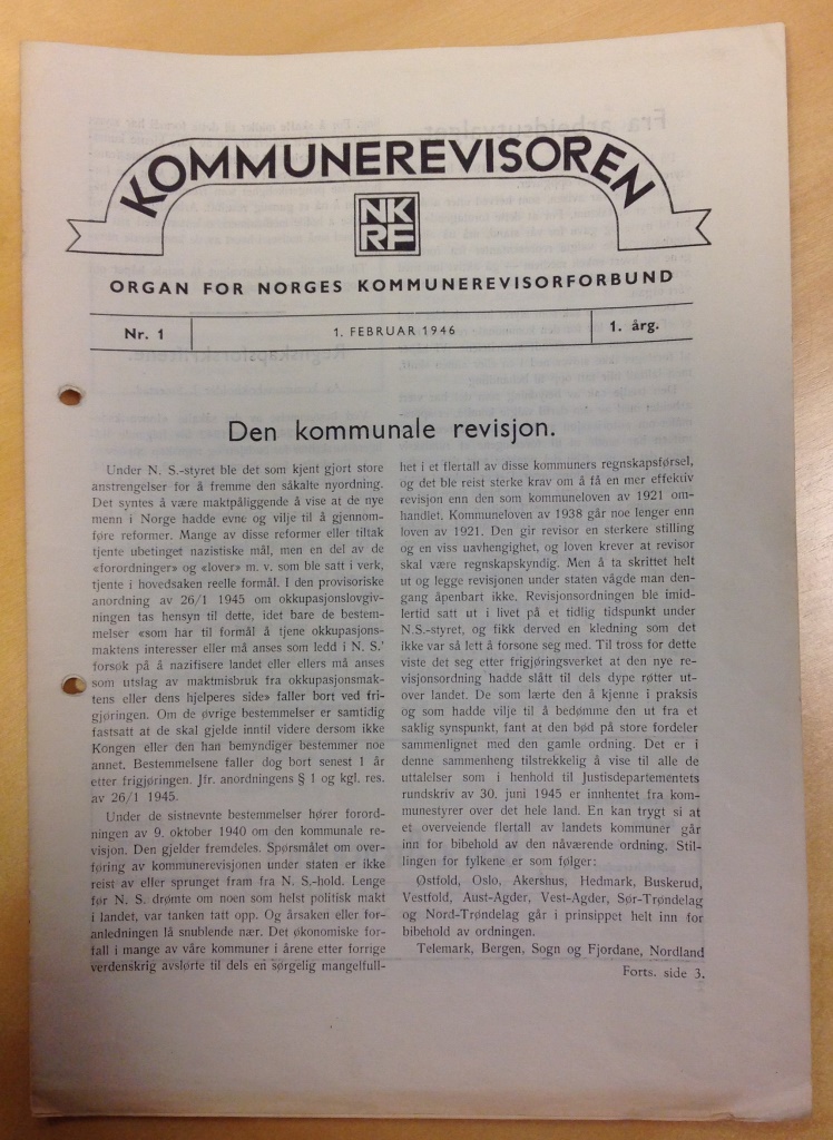 Kommunerevisoren nr. 1/1946 - utgitt 1. februar 1946 Kommunerevisoren nr. 1/1946 - utgitt 1. februar 1946
